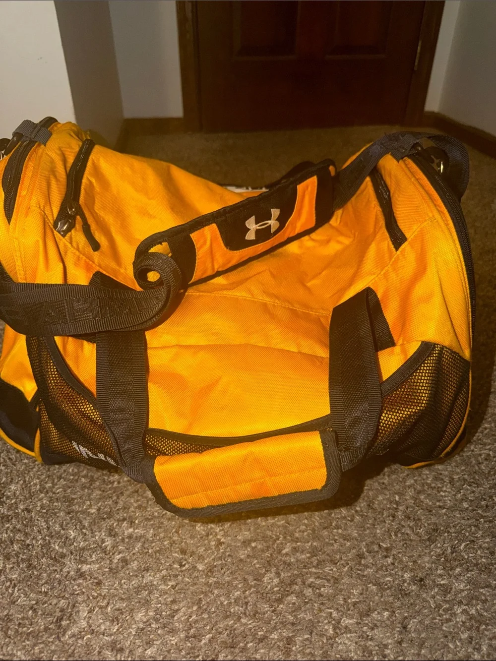 Under Armour Men's Orange Duffel Bag with Black Accents